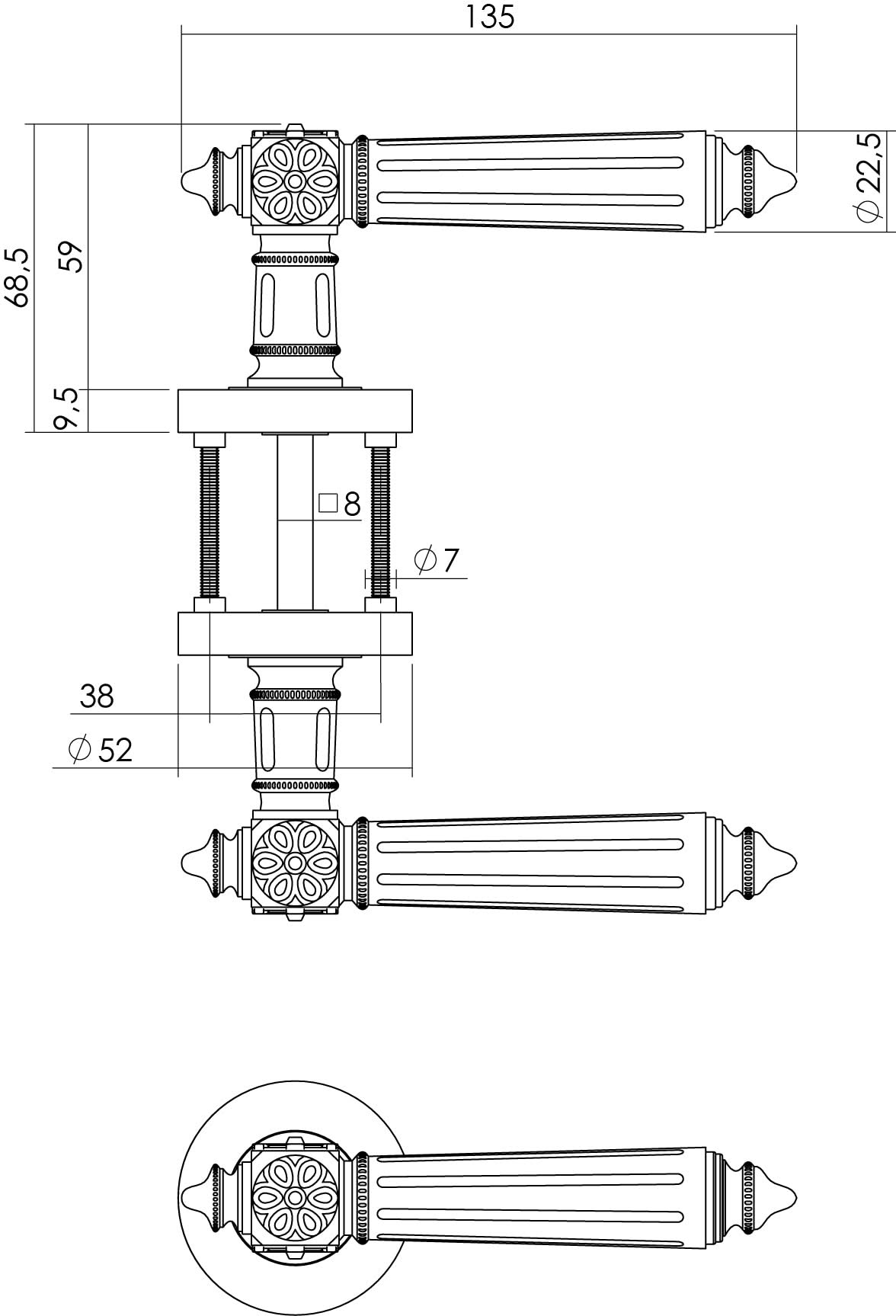 Intersteel Deurkruk Julietta op rozet chroom 1