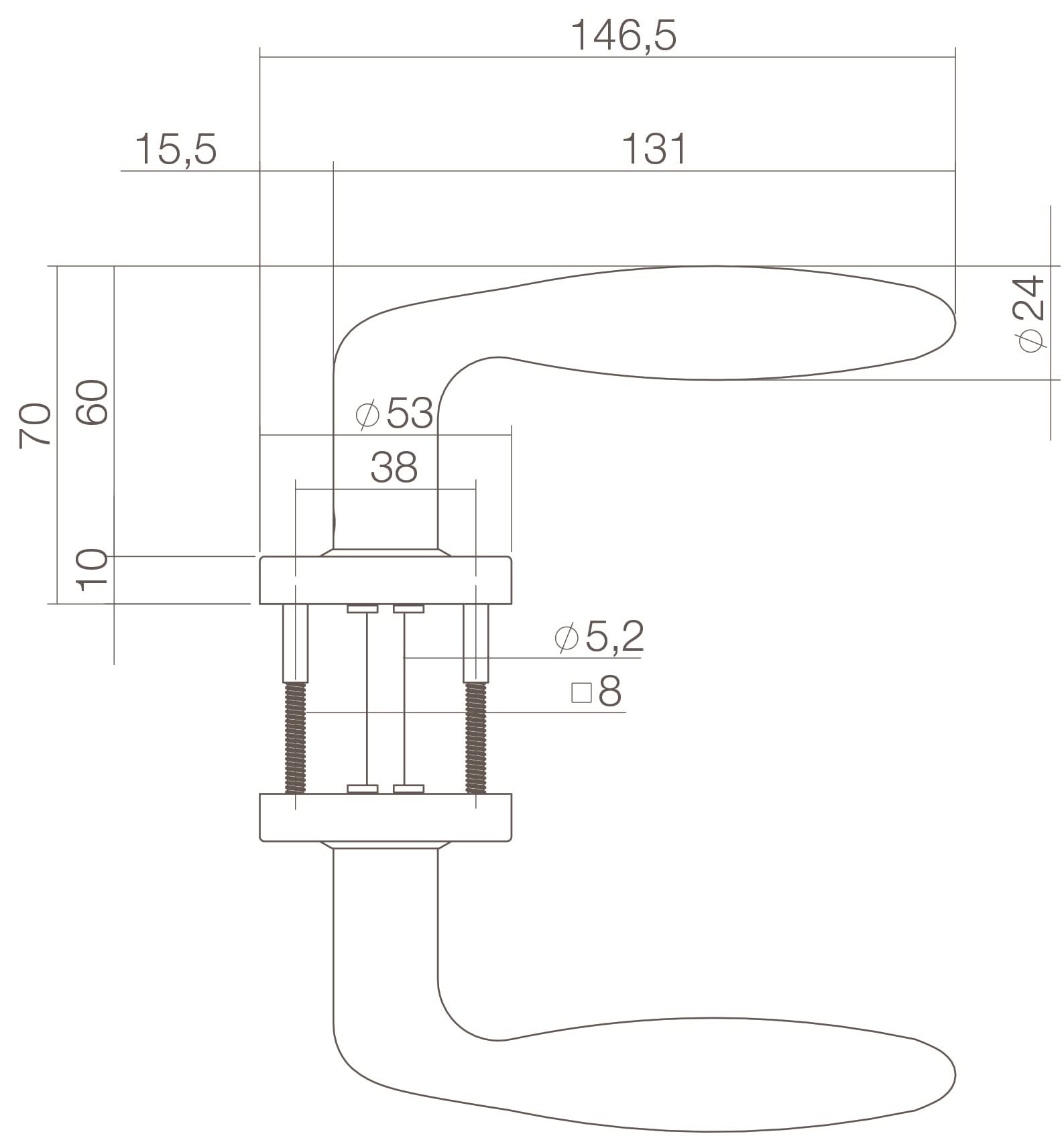 Intersteel Deurkruk Jupiter op rozet met ring met veer rvs geborsteld 1