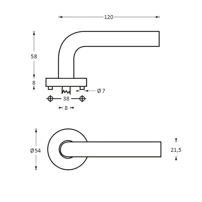 Intersteel Deurkruk Jupiter op rozet rvs geborsteld 1
