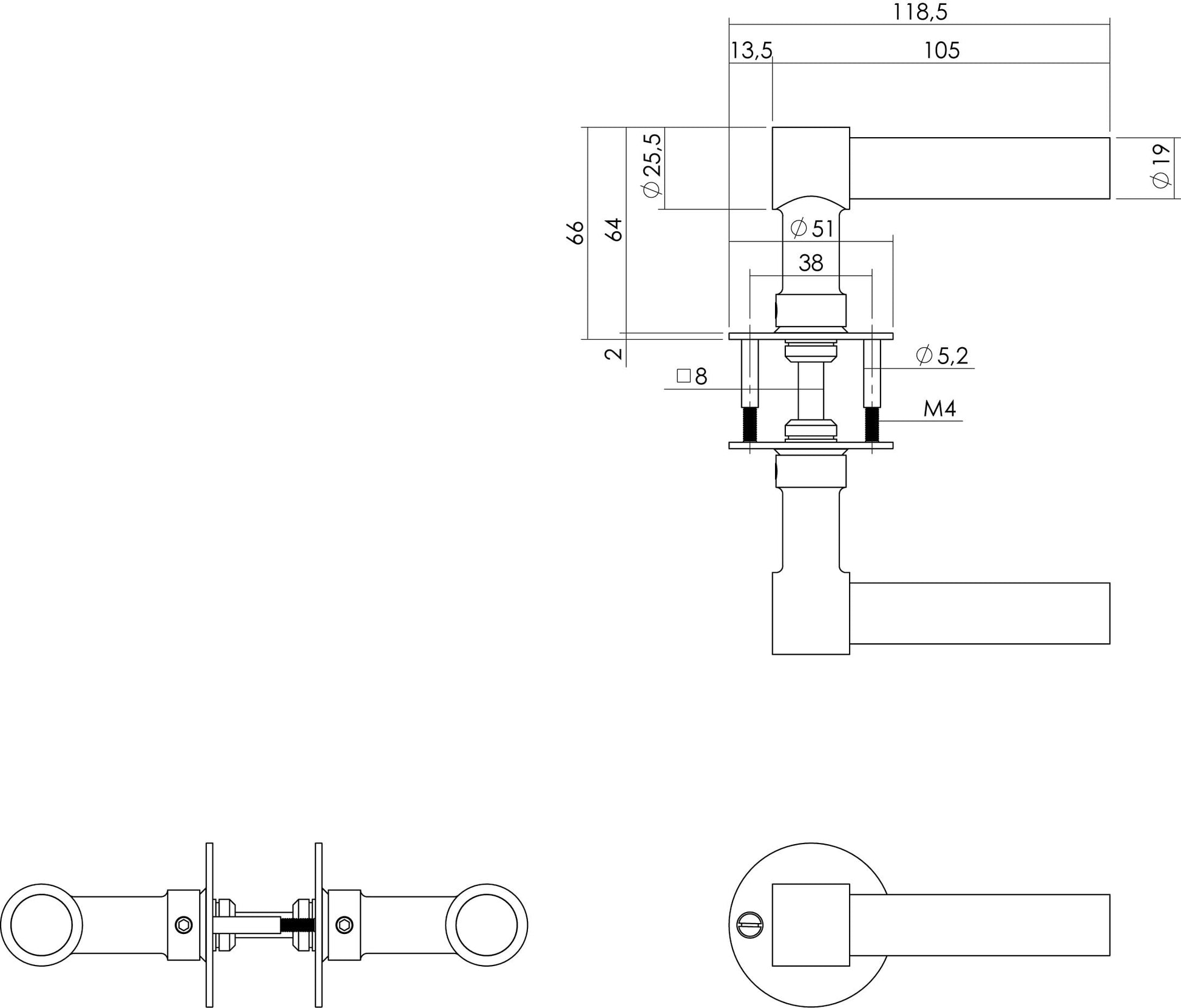 Intersteel Deurkruk LL model met rozet 2 mm rvszwart 1