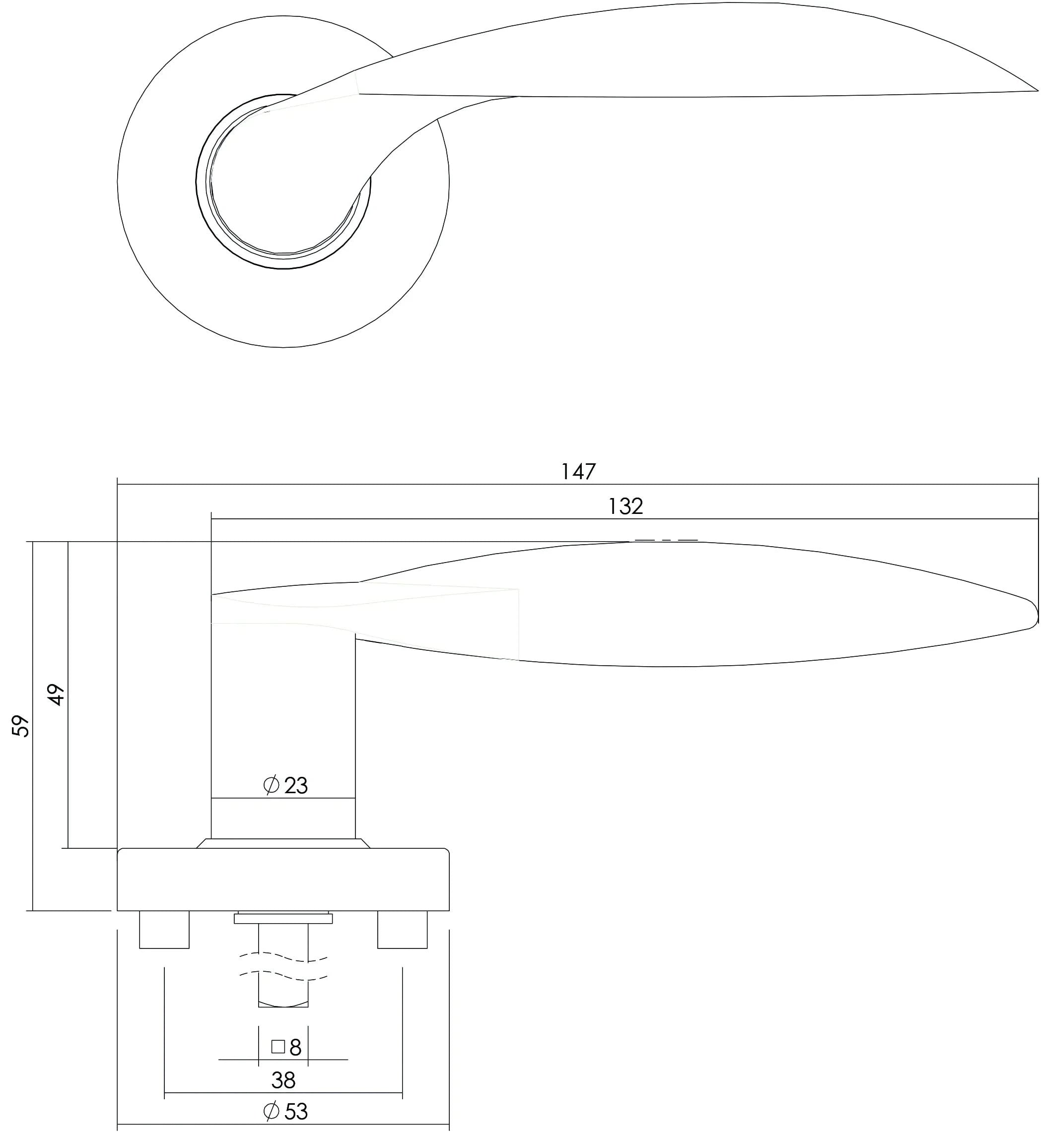 Intersteel Deurkruk Massief afgerond op rozet met ring met veer rvs geborsteld 1