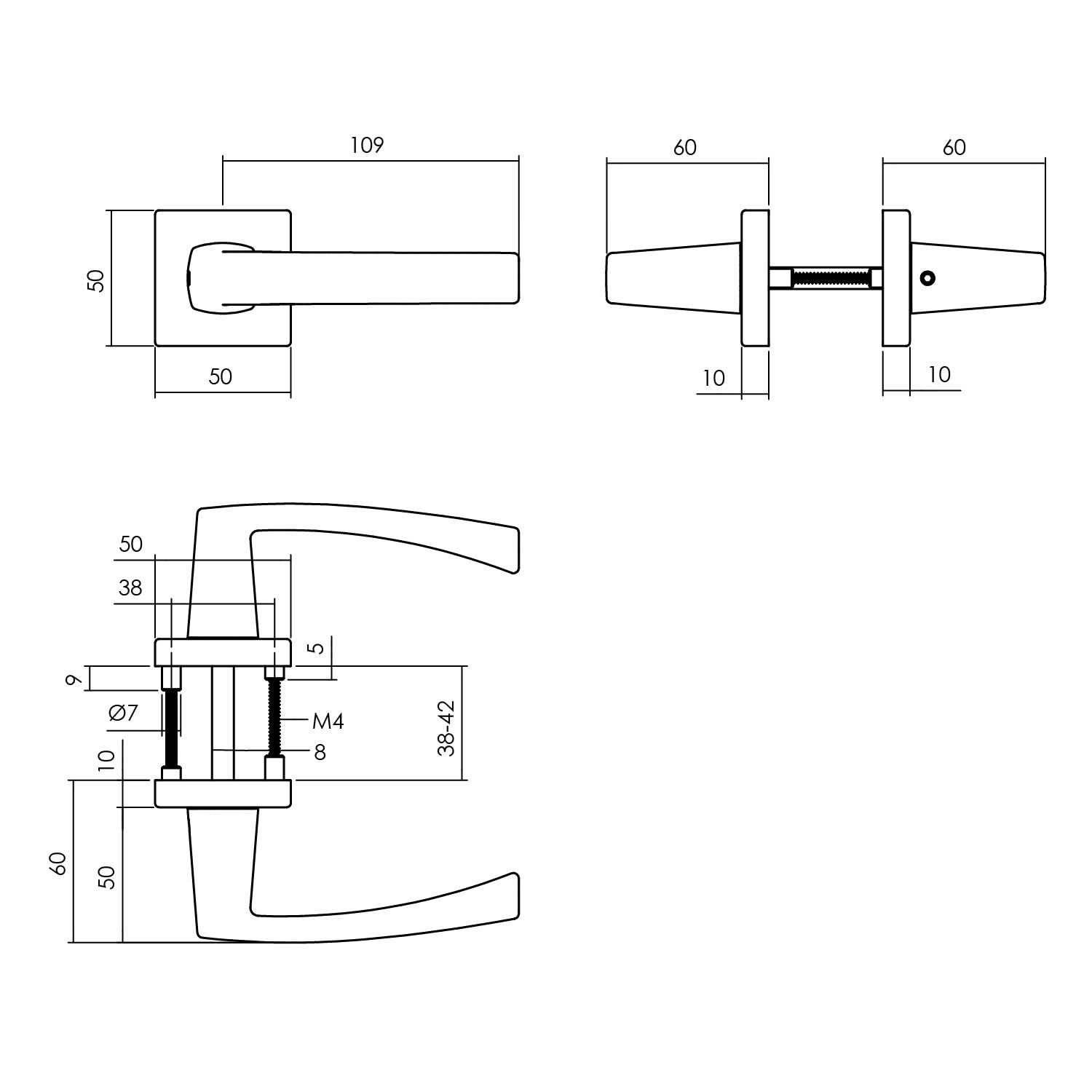 Intersteel Deurkruk Moora op rozet 55x55x10 mm aluminium zwart 1