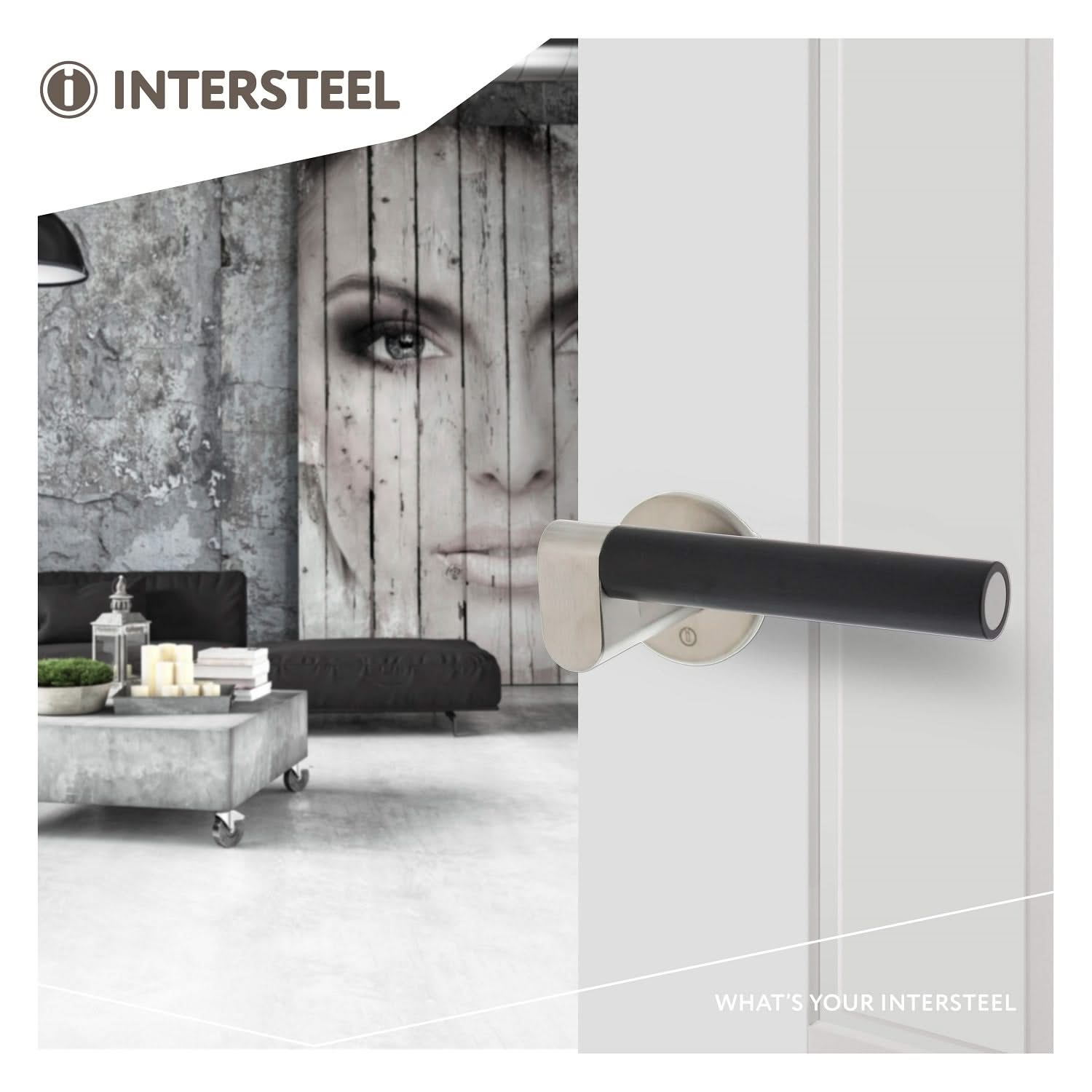 Intersteel Deurkruk Munnikhof Dock Black met ronde rozet o52x5mm geveerd rvs 2