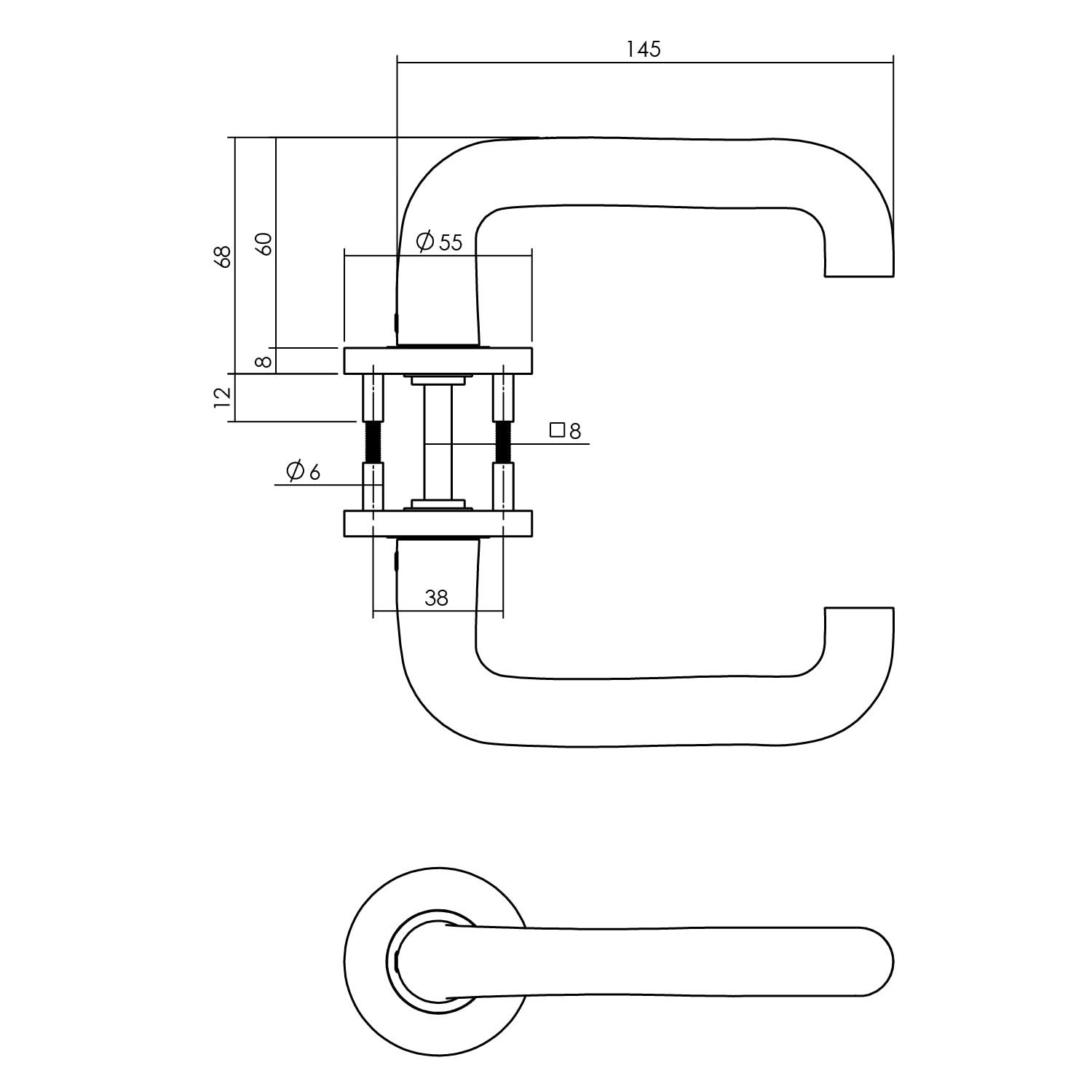 Intersteel Deurkruk Rond op ronde rozet o55x8mm 1