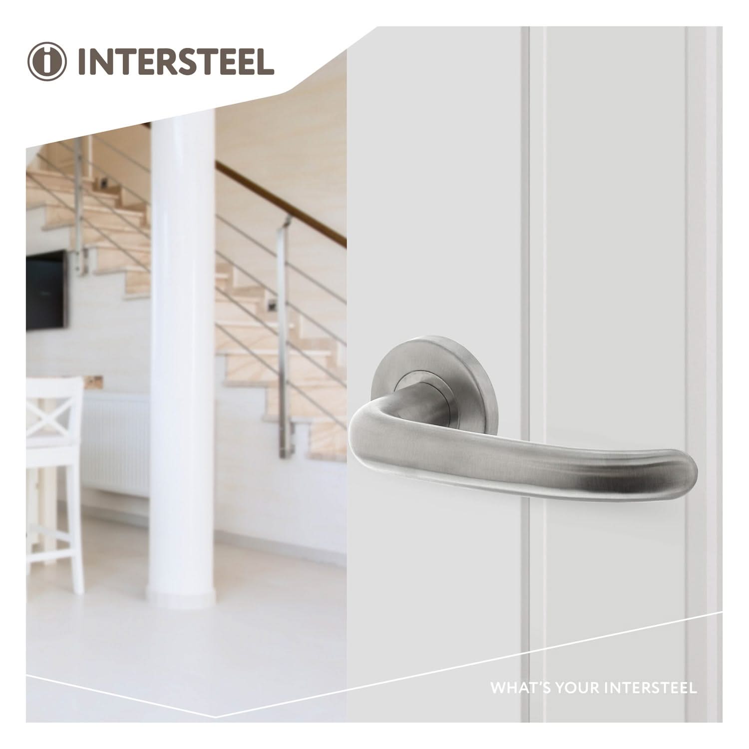 Intersteel Deurkruk Sabel op rozet met 7 mm nok rvs geborsteld 2