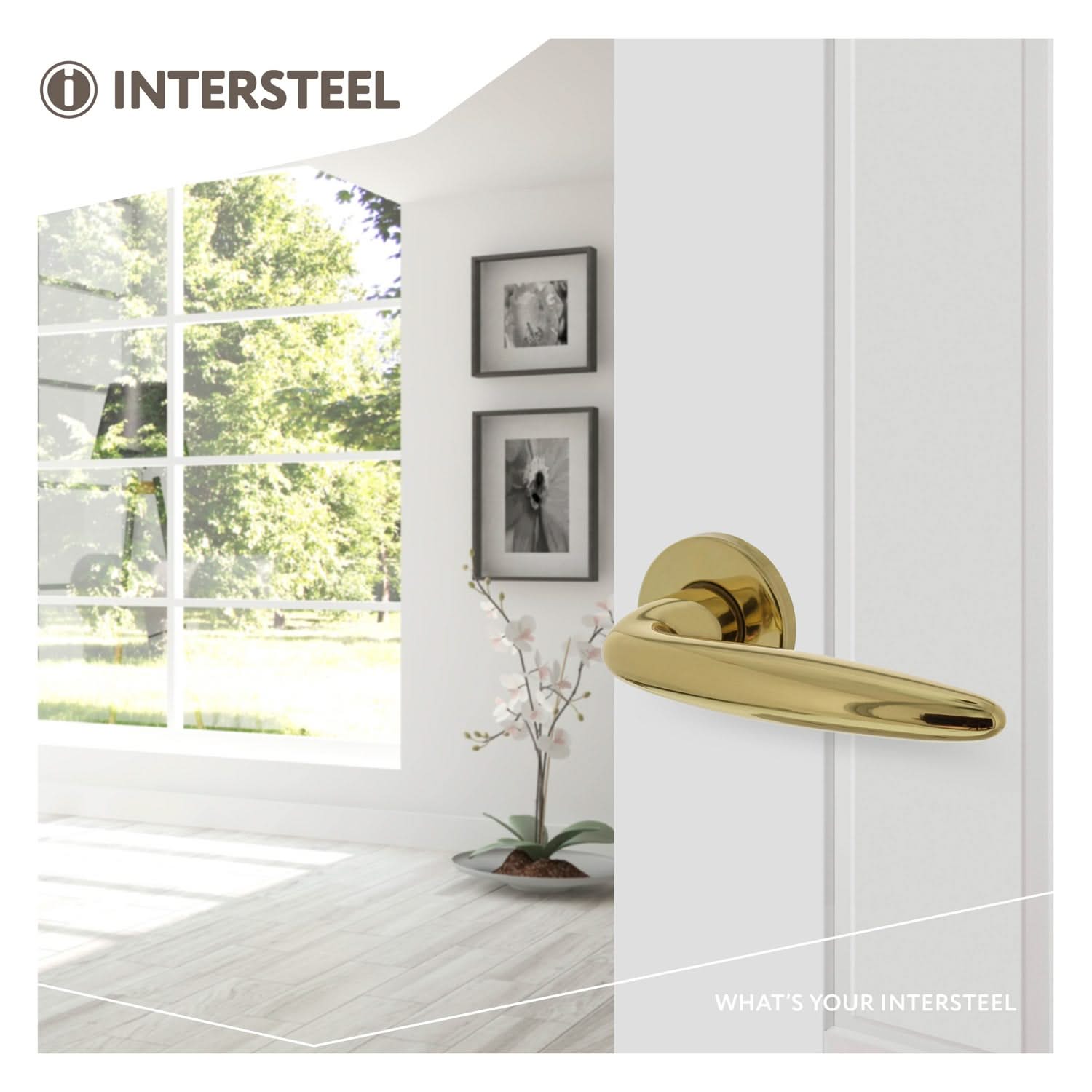 Intersteel Deurkruk Sigaar op rozet messing gelakt 2