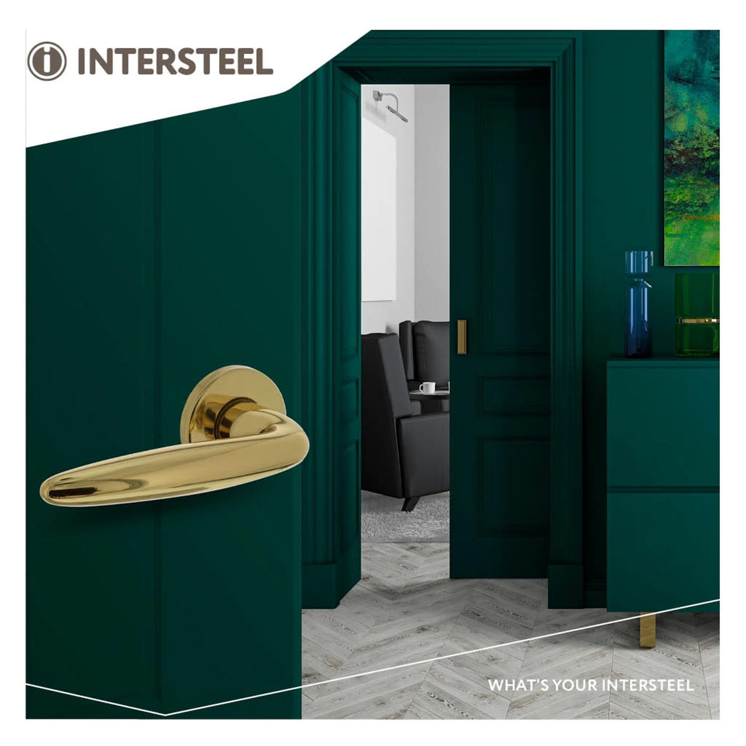 Intersteel Deurkruk Sigaar op rozet messing gelakt 3