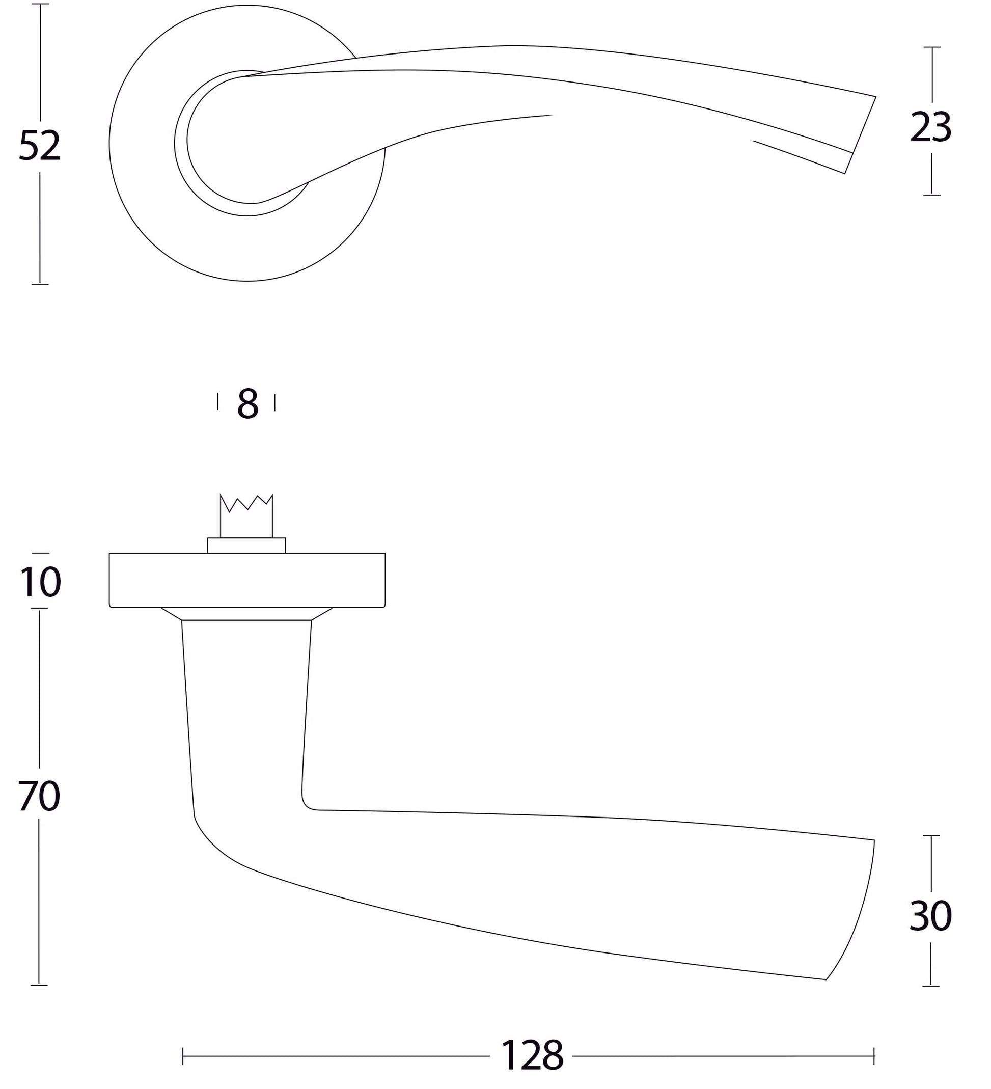 Intersteel Deurkruk Vlinder op rozet met ring met veer rvs geborsteld 1