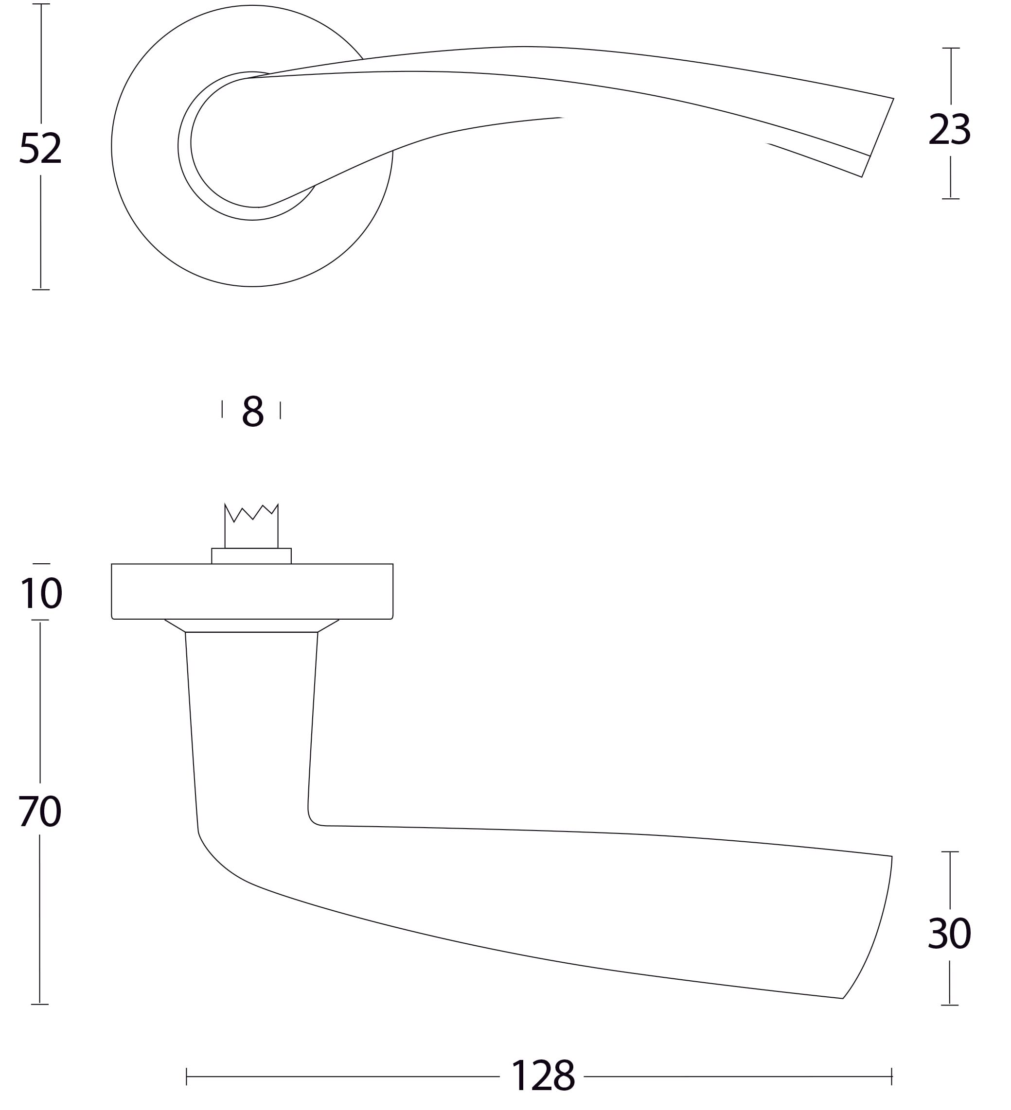 Intersteel Deurkruk Vlinder op rozet met ring met veer rvs geborsteld 1