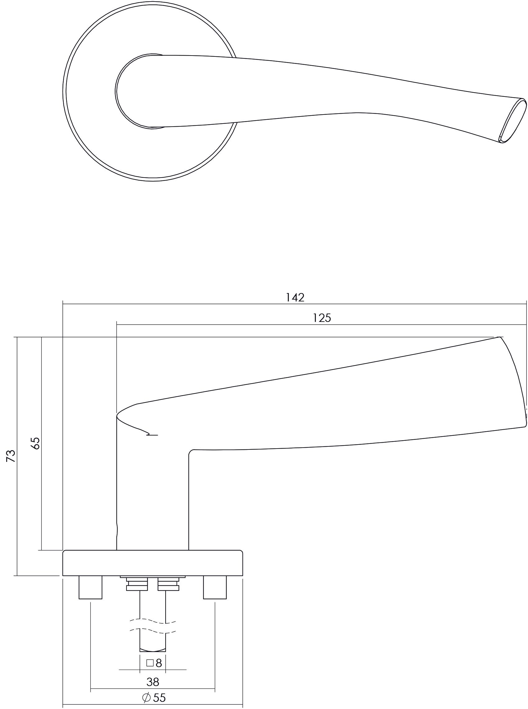 Intersteel Deurkruk Vlinder op rozet rvs geborsteld 1