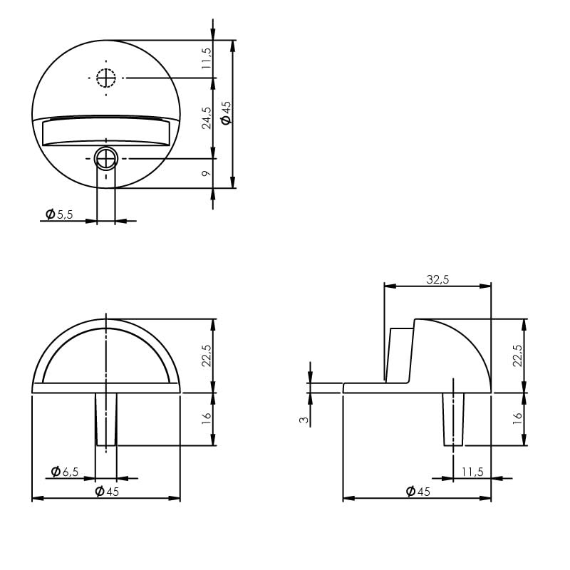 Intersteel Deurstop rond model mat zwart 1