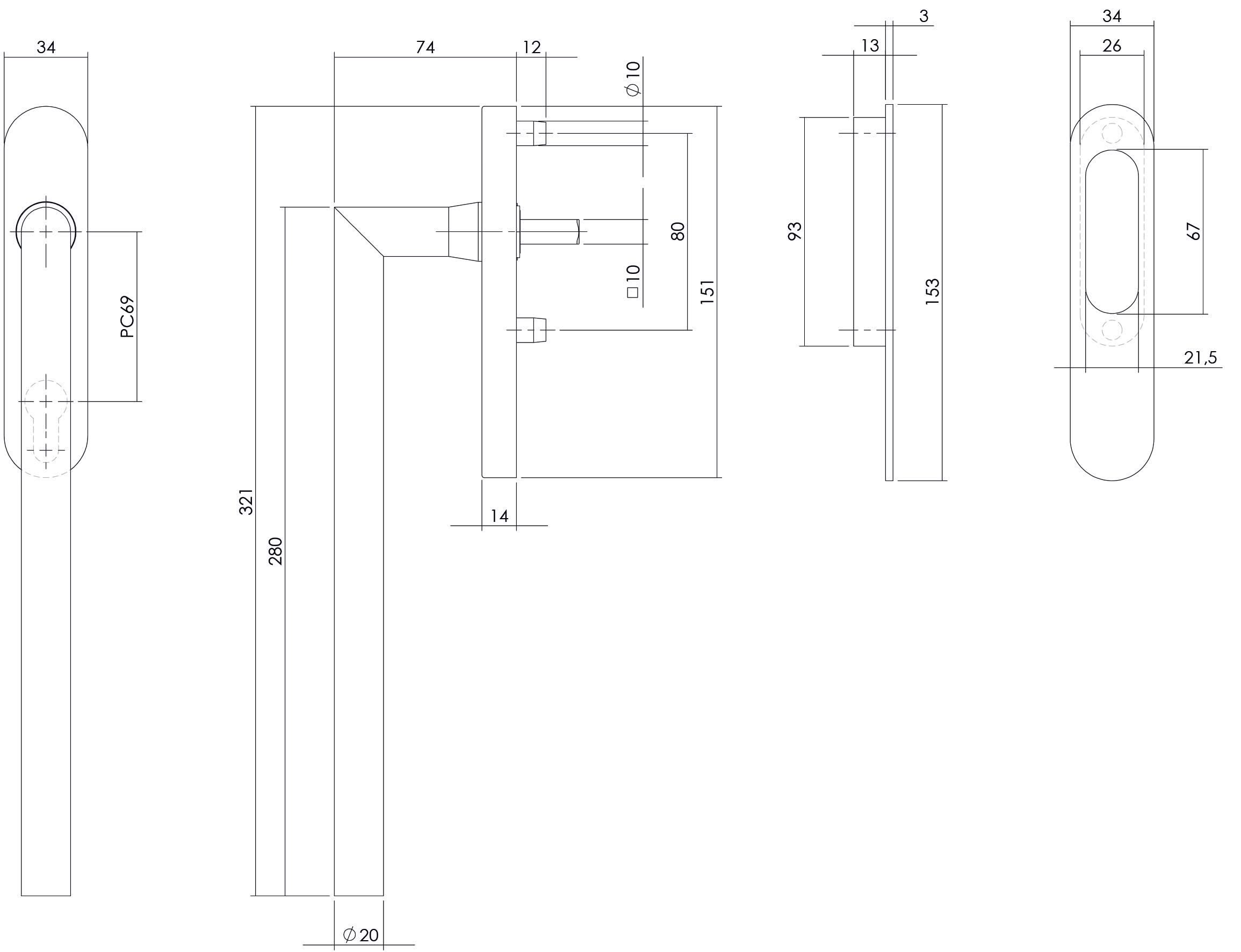 Intersteel Hef schuifdeurbeslag hoek profielcilindergat rvs geborsteld 1