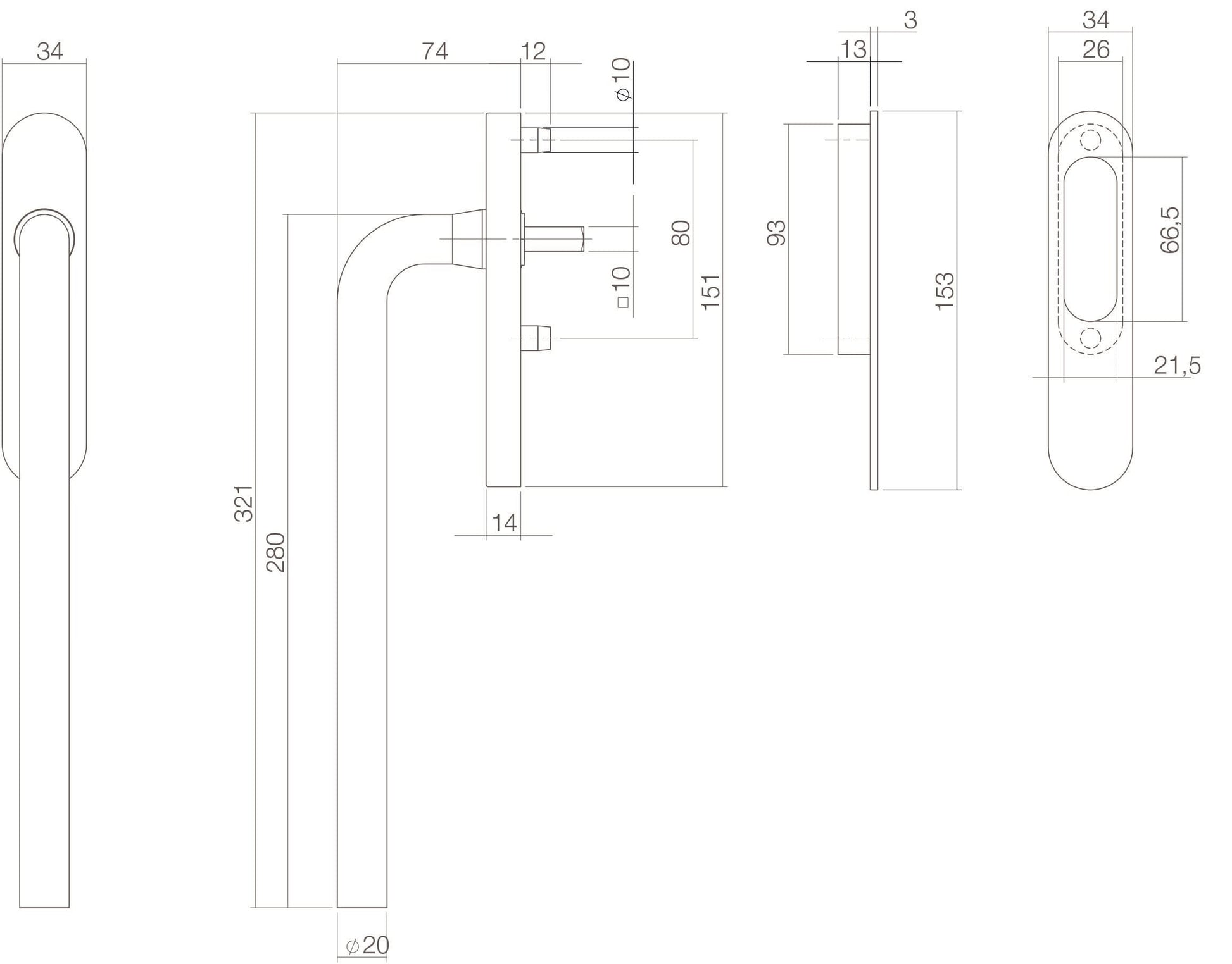 Intersteel Hef schuifdeurbeslag recht blind rvs geborsteld 1