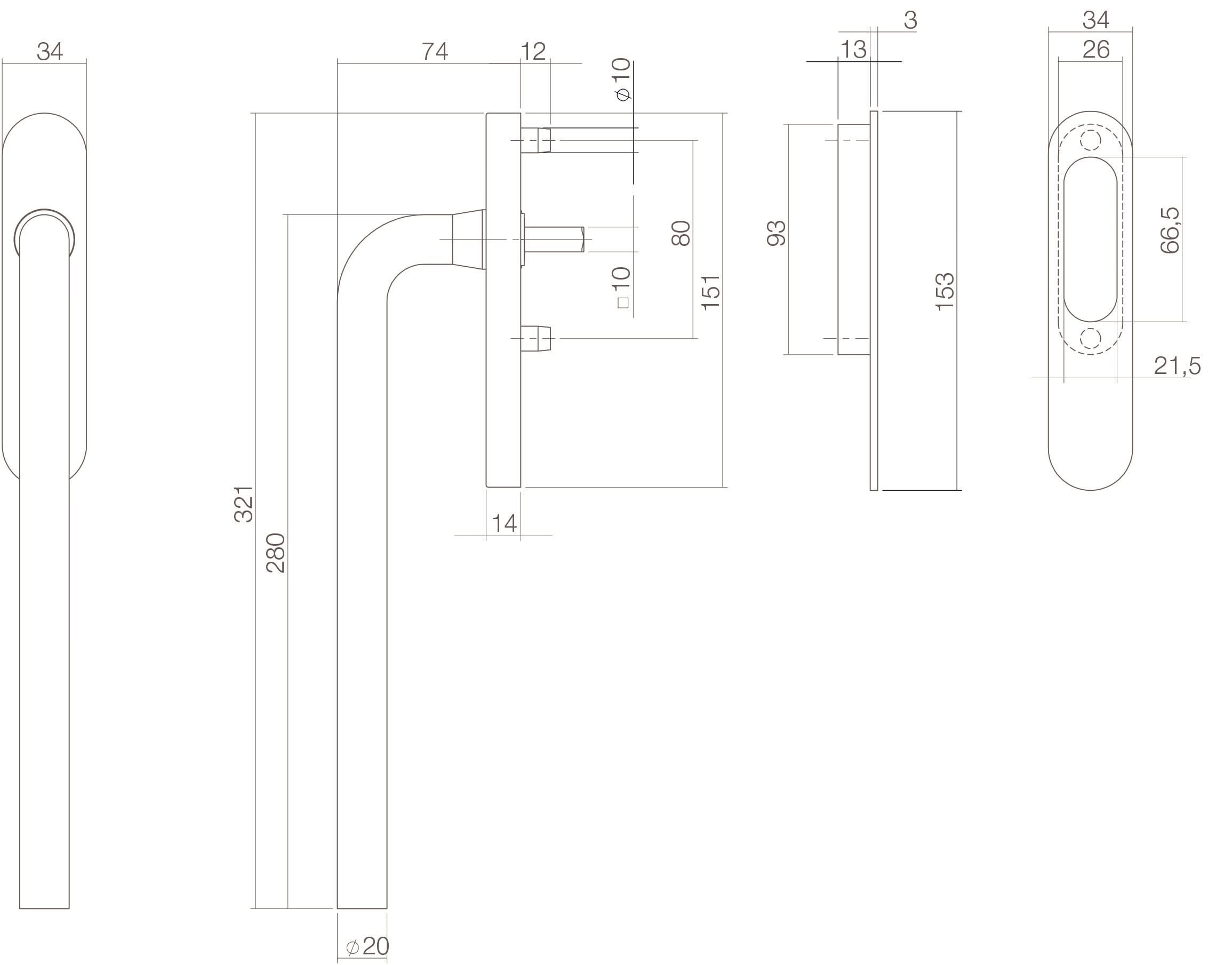 Intersteel Hef schuifdeurbeslag recht blind rvs geborsteld 1