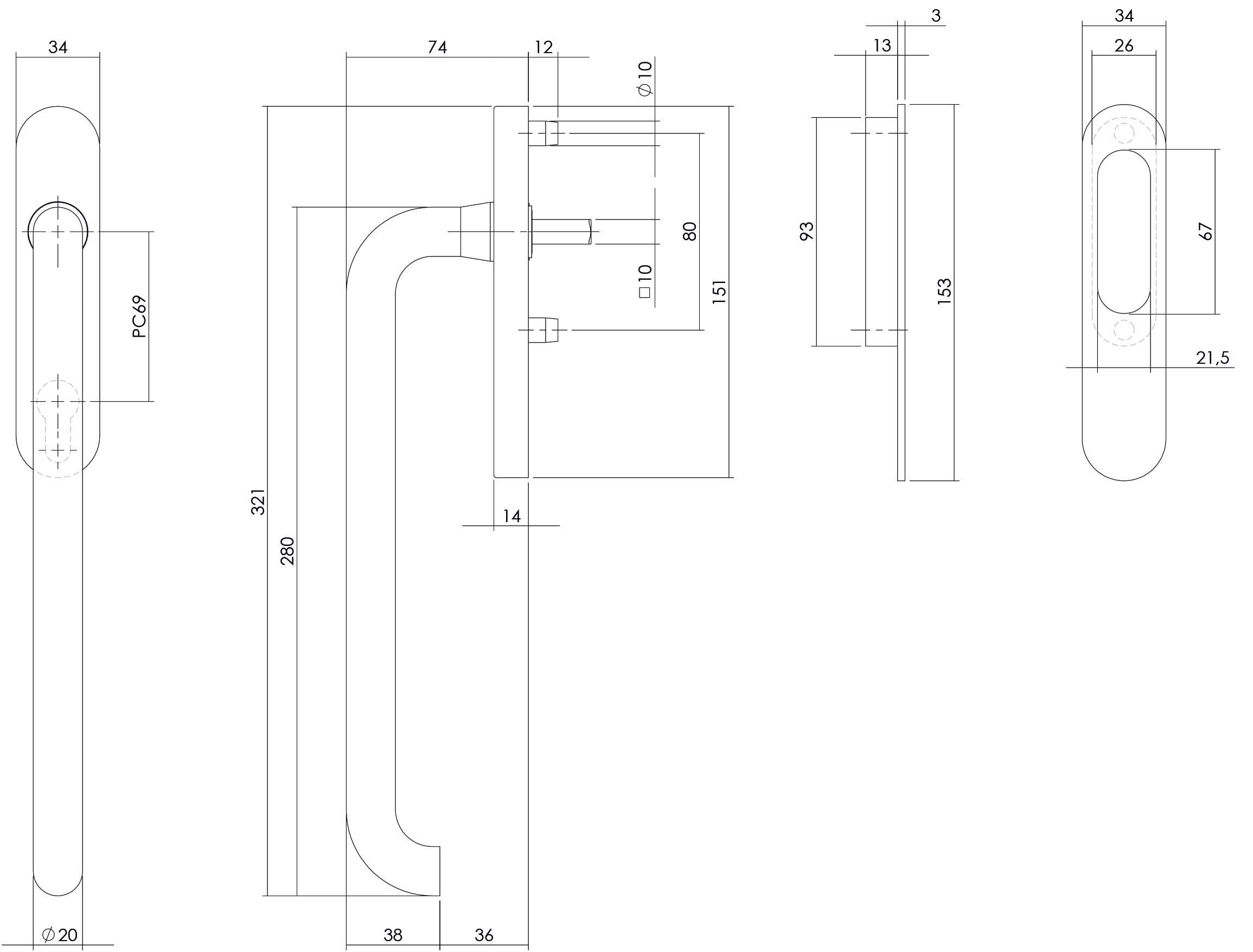 Intersteel Hef schuifdeurbeslag rond profielcilindergat rvs geborsteld 1