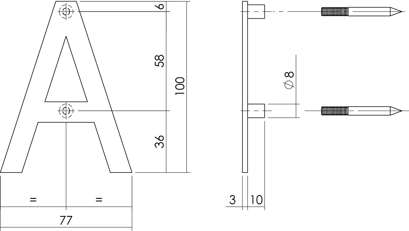 Intersteel Huisletter A 100 mm rvs geborsteld 1