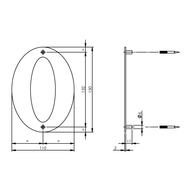 Intersteel Huisnummer 0 150x2mm rvs geborsteld 1