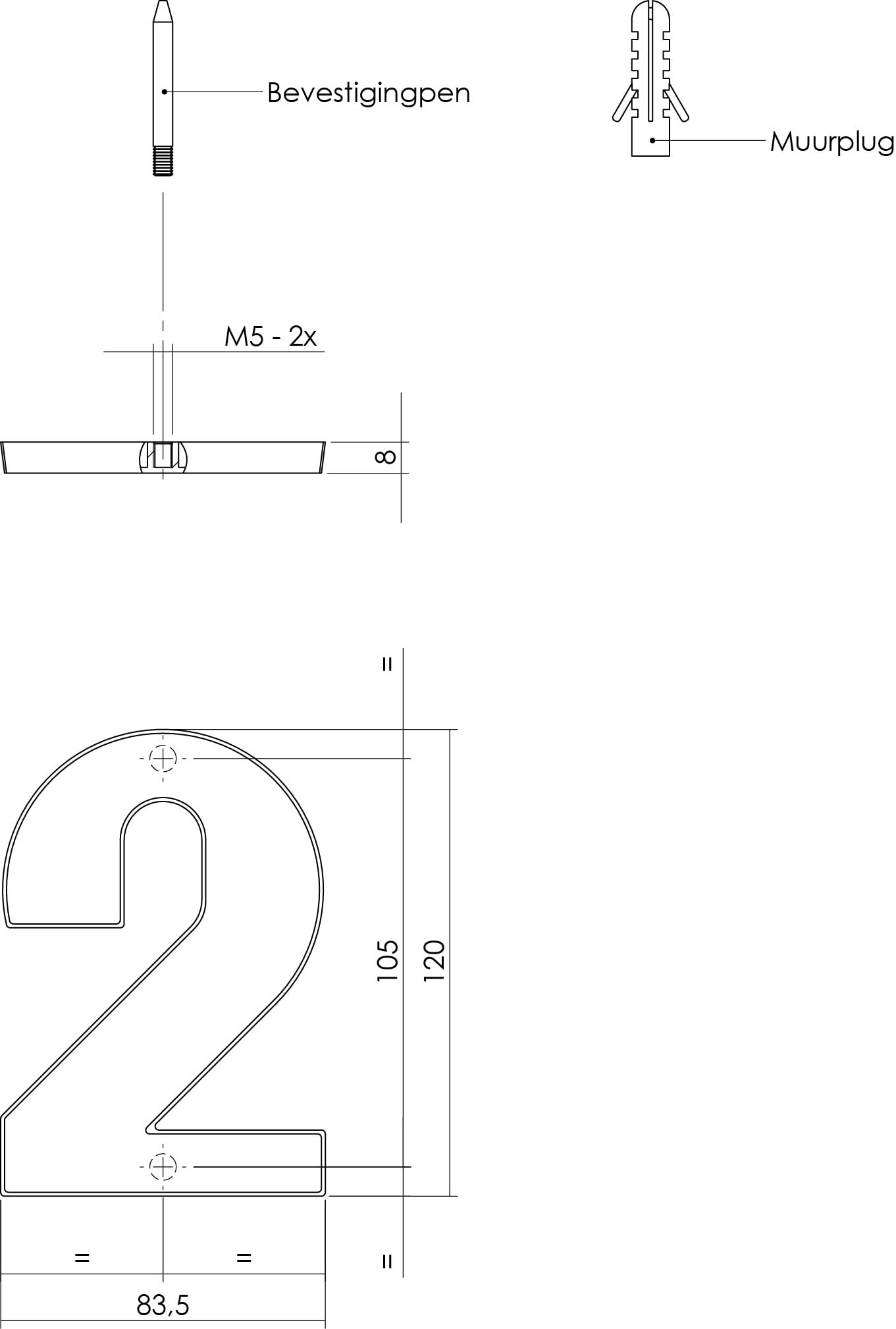 Intersteel Huisnummer 2 chroom mat 1