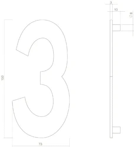 Intersteel Huisnummer 3 rvs mat zwart 1