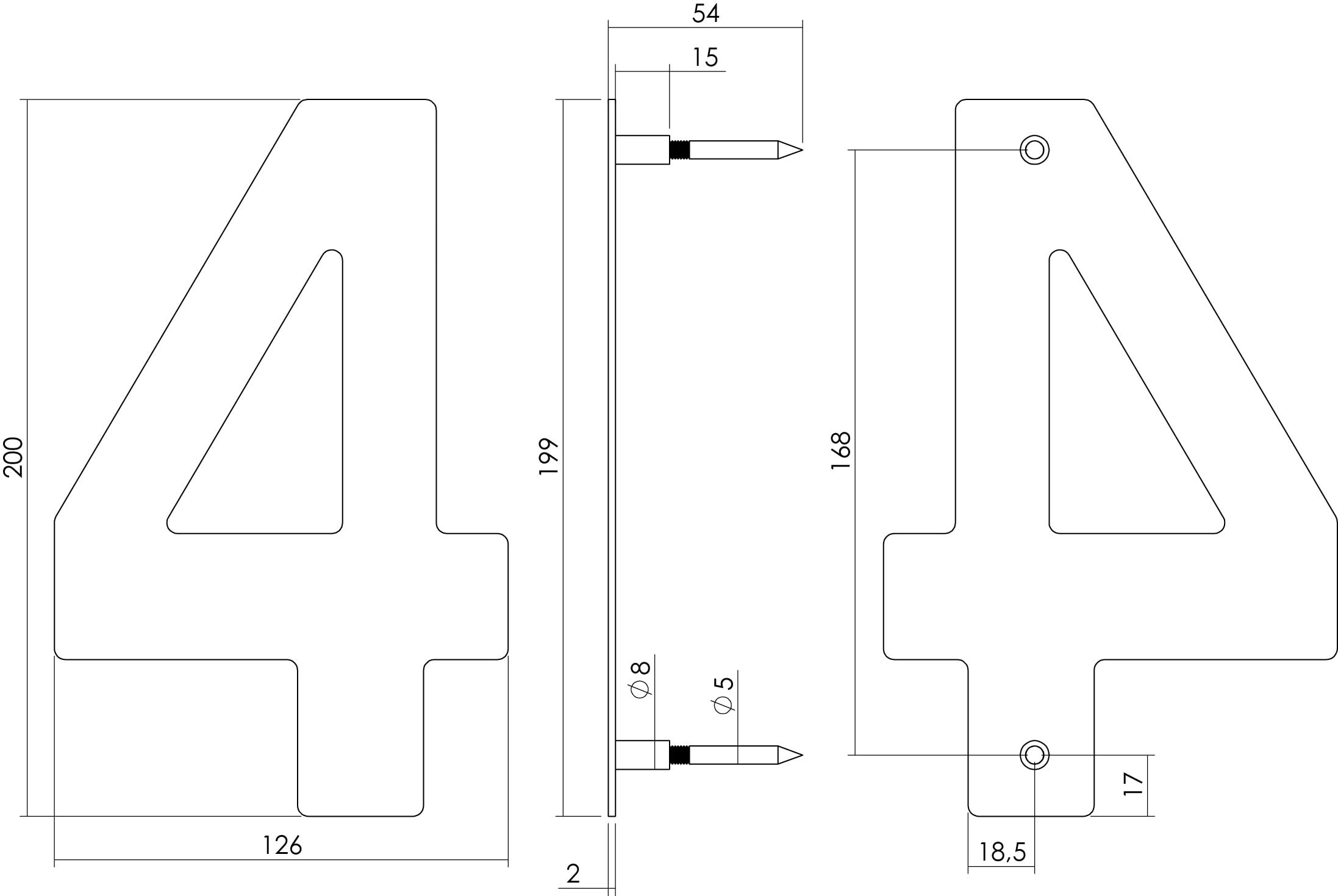 Intersteel Huisnummer 4 200 mm rvs geborsteld 1