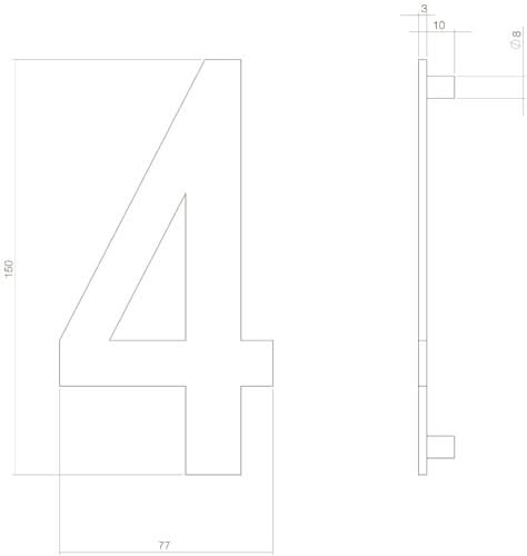Intersteel Huisnummer 4 rvs mat zwart 1