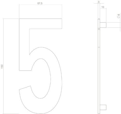 Intersteel Huisnummer 5 rvs mat zwart 1