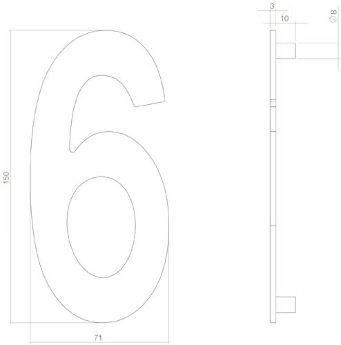 Intersteel Huisnummer 6 rvs mat zwart 1