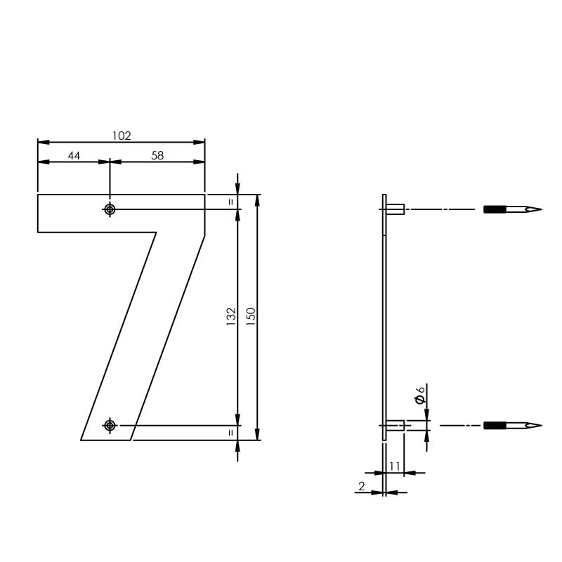 Intersteel Huisnummer 7 150x2mm rvs geborsteld 1