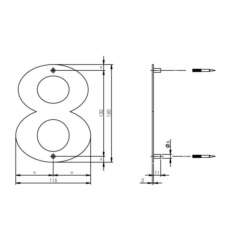 Intersteel Huisnummer 8 150x2mm rvs geborsteld 1