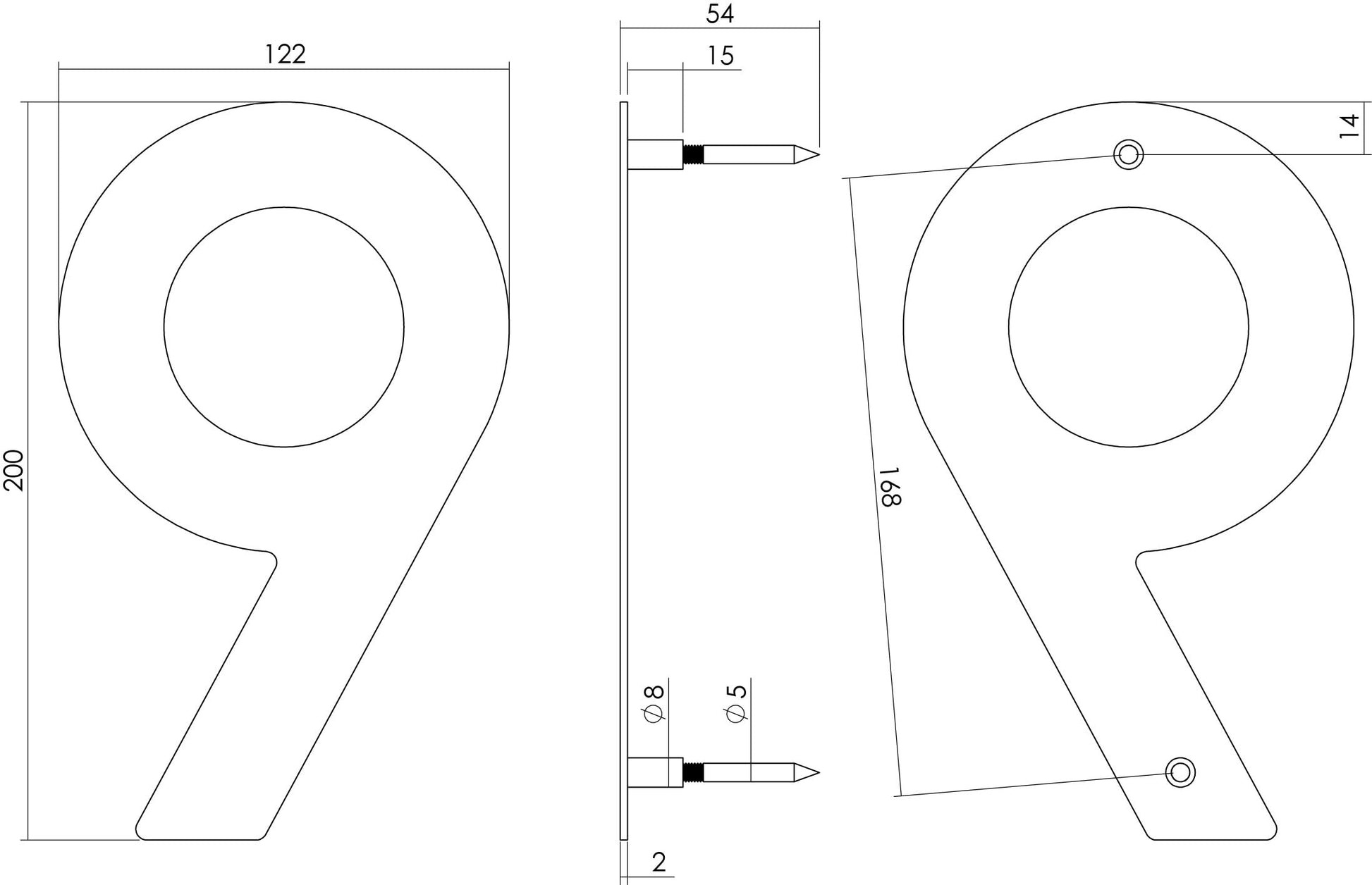 Intersteel Huisnummer 9 200 mm rvs geborsteld 1