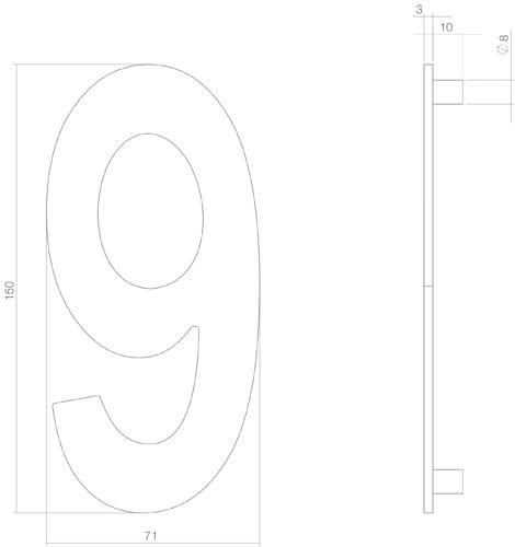 Intersteel Huisnummer 9 rvs mat zwart 1