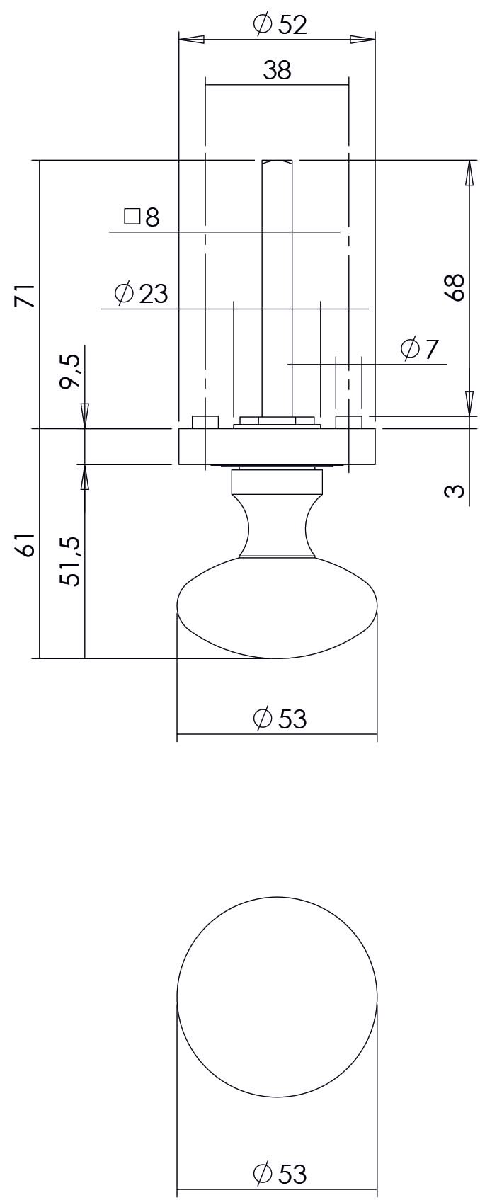 Intersteel Knop op rozet met ril nikkel mat 1