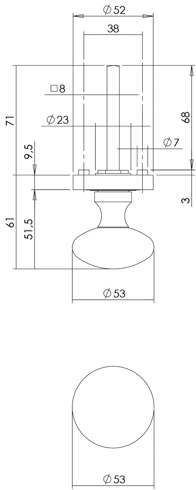 Intersteel Knop op rozet oud grijs 1