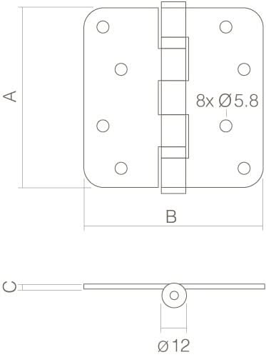 Intersteel Kogellagerscharnier recht tot 100 kilo rvs geborsteld 102 x 102 mm