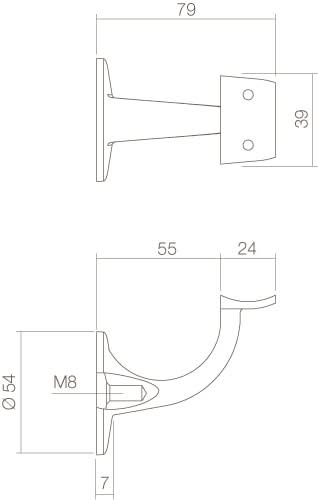 Intersteel Leuninghouder achterplaat hol zadel rvs geborsteld 1
