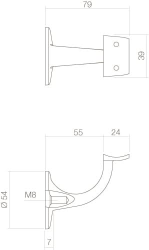 Intersteel Leuninghouder hol zadel opschroevend rvs geborsteld 1