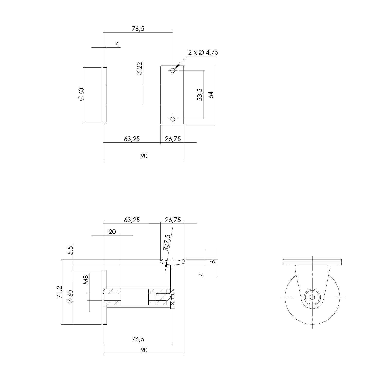 Intersteel Leuninghouder zwaar taps hol zadel rvs geborsteld 1