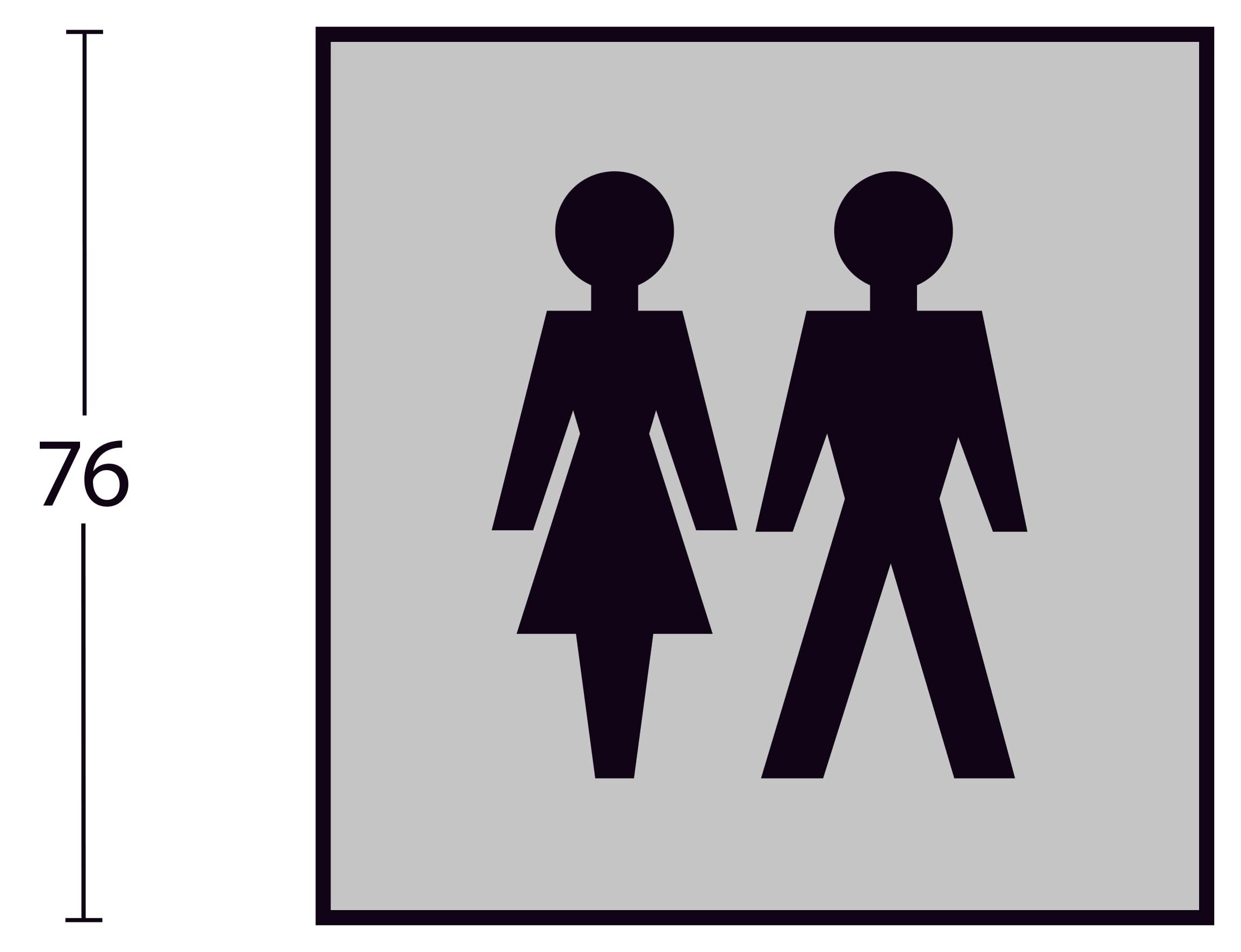 Intersteel Pictogram dames en herentoilet zelfklevend vierkant rvs geborsteld 1