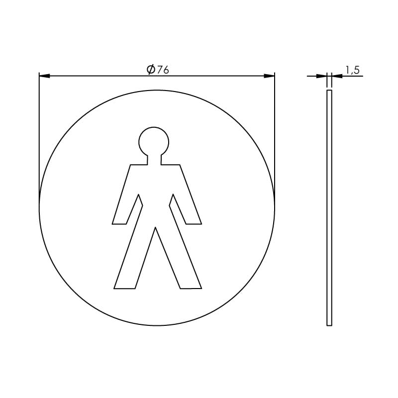 Intersteel Pictogram herentoilet zelfklevend rond rvs geborsteld 1