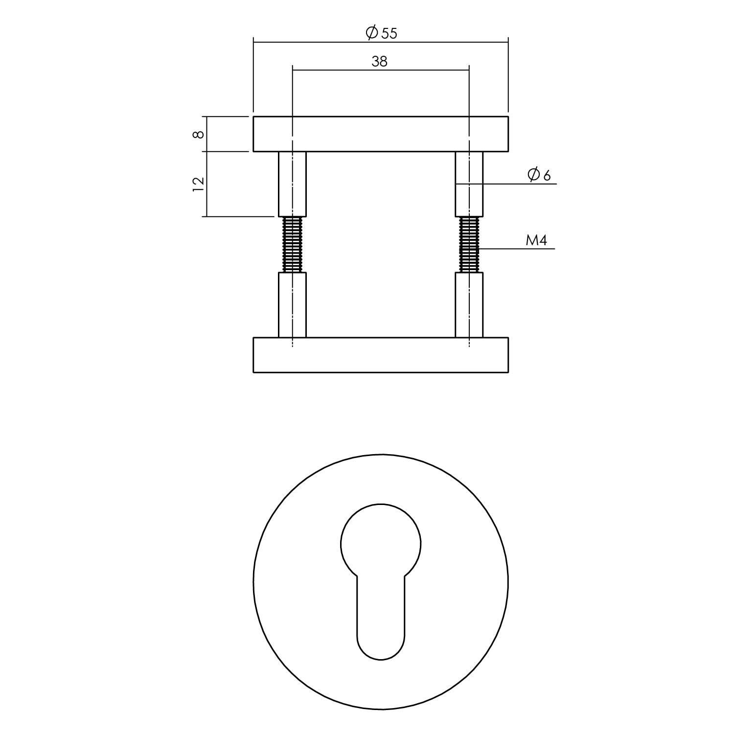 Intersteel Rozet met profielcilindergat aluminium zwart 1