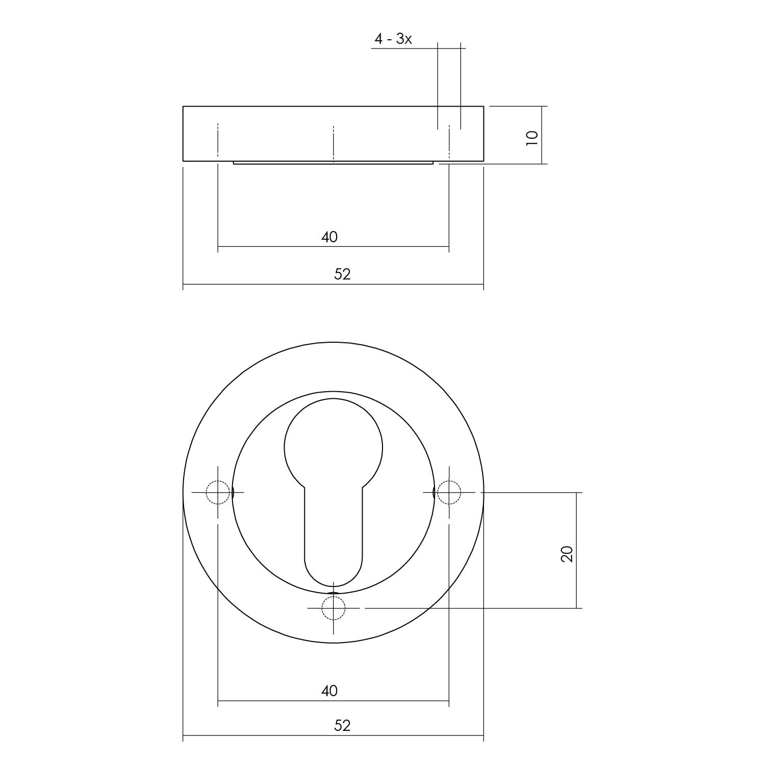 Intersteel Rozet met profielcilindergat rond chroom 1
