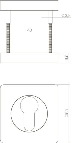 Intersteel Rozet met profielcilindergat vierkant 55x55x10mm wit 1