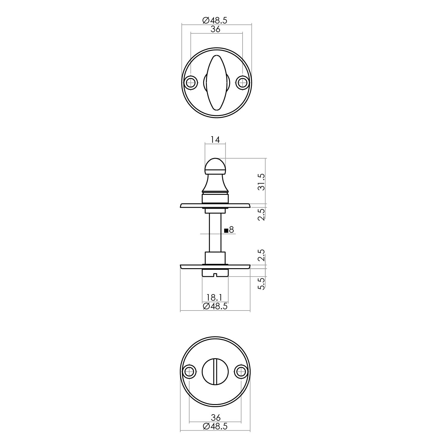 Intersteel Rozet met toilet badkamersluiting smeedijzer zwart 1