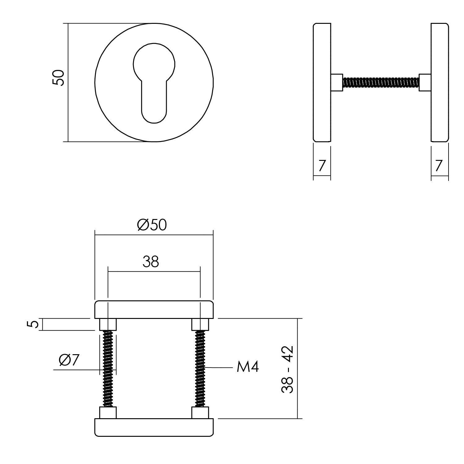 Intersteel Rozet profielcilindergat o50x7 mm aluminium zwart 1