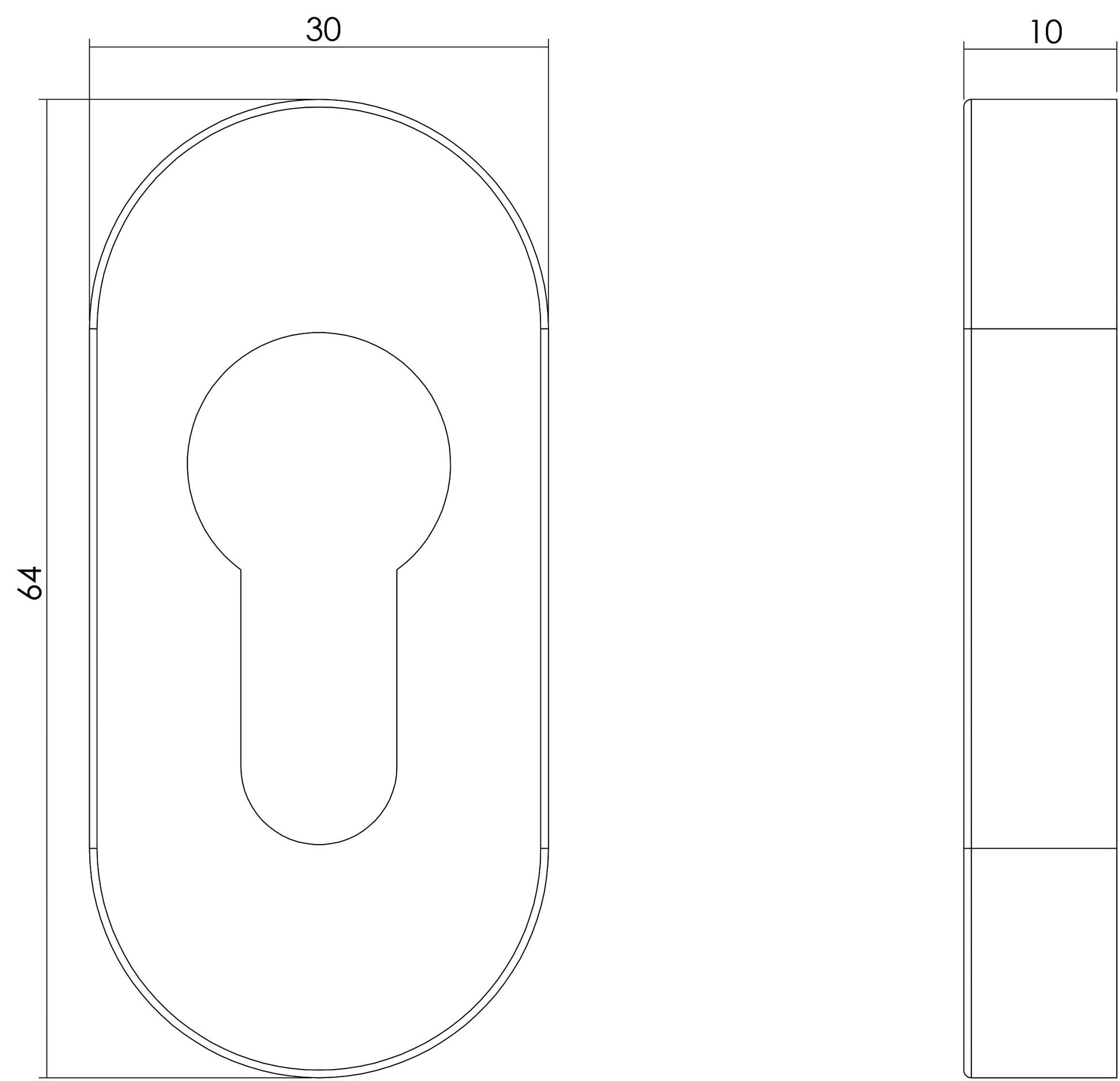 Intersteel Rozet profielcilindergat ovaal verdekt rvs geborsteld 10 mm 1