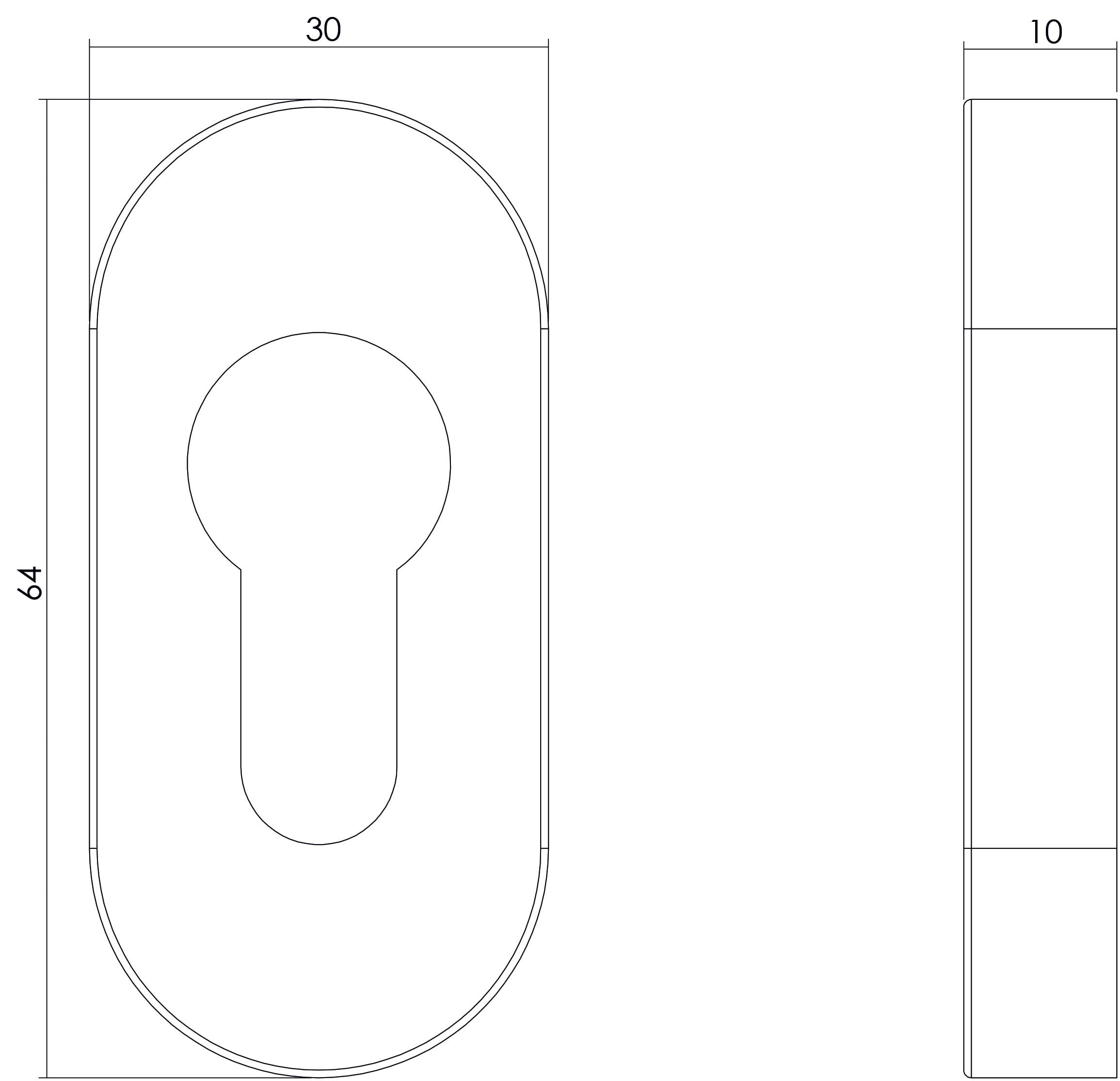 Intersteel Rozet profielcilindergat ovaal verdekt rvs geborsteld 10 mm 1