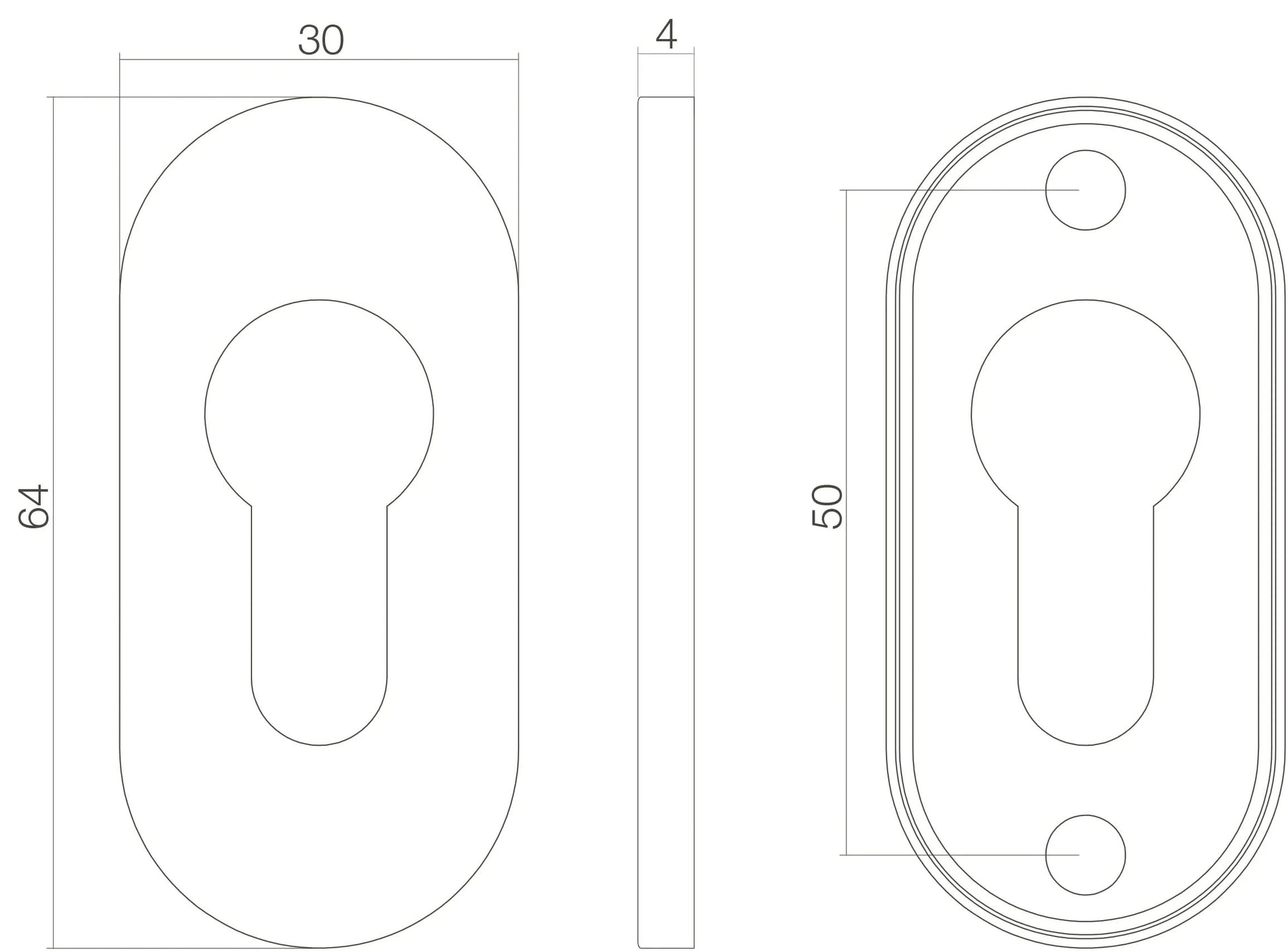 Intersteel Rozet profielcilindergat ovaal verdekt rvs geborsteld 4 mm 1