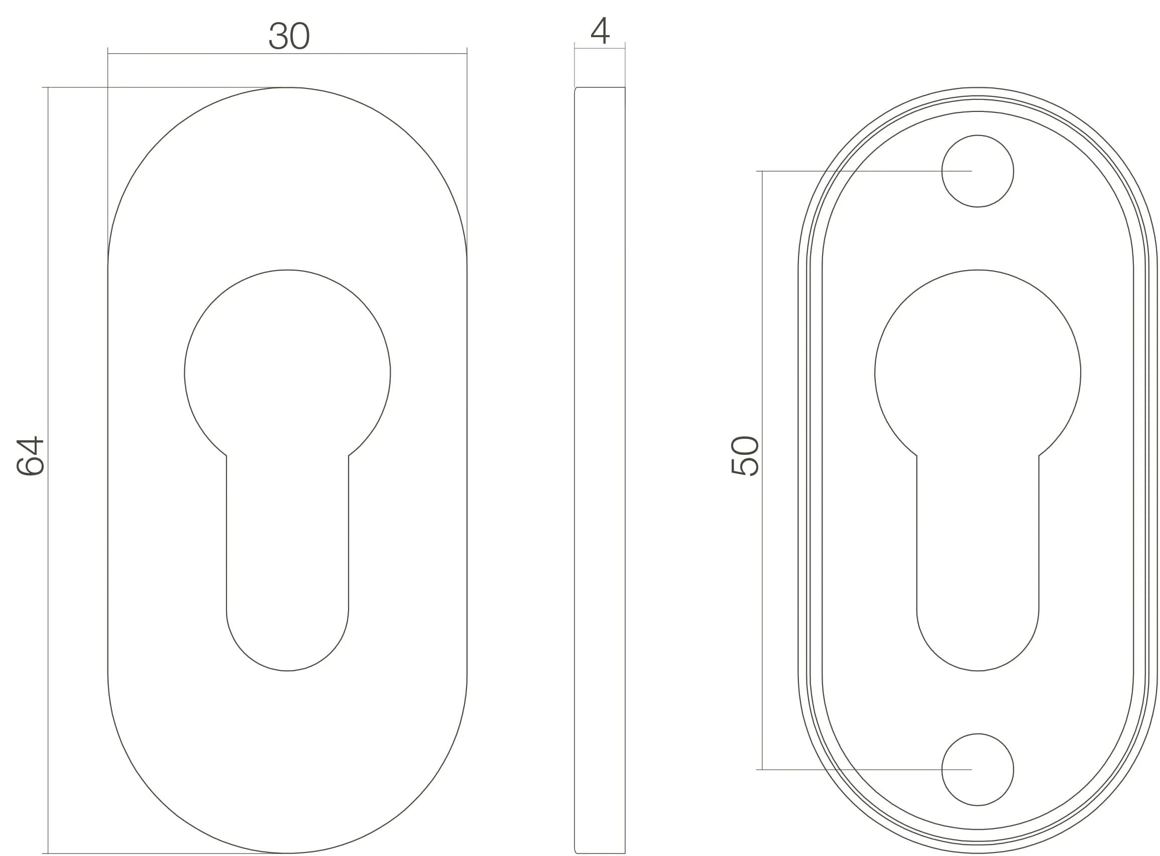 Intersteel Rozet profielcilindergat ovaal verdekt rvs geborsteld 4 mm 1