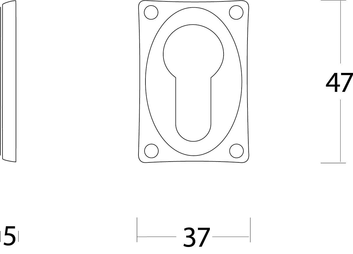 Intersteel Rozet profielcilindergat rechthoekig verlengd nikkel mat 1