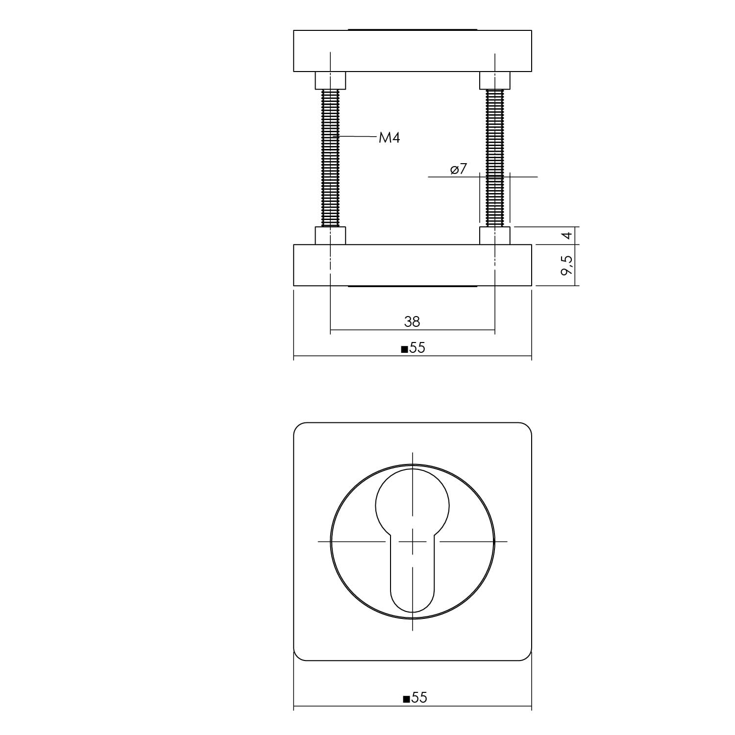 Intersteel Rozet profielcilindergat rond chroomnikkel mat 1